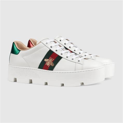 gucci aces bee embroider|Gucci new ace platform sneakers.